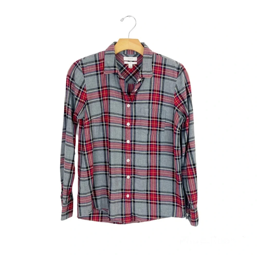 J.Crew Boy Fit Tartan Plaid Button Shirt Size 2